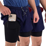 ZYNK® Men’s 2-in-1 Running Shorts (2-Pack) with Compression Liner & Pockets (Black - Grey (Black)