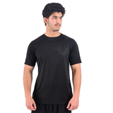 ZYNK® Men's Breathable Quick-Dry Gym T-Shirt with Reflective Sleeves - Plain Black