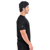 ZYNK® Men's Breathable Quick-Dry Gym T-Shirt with Reflective Sleeves - Plain Black