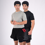 ZYNK® Men’s 2-in-1 Running Shorts (2-Pack) with Compression Liner & Pockets (Black - Grey (Black)