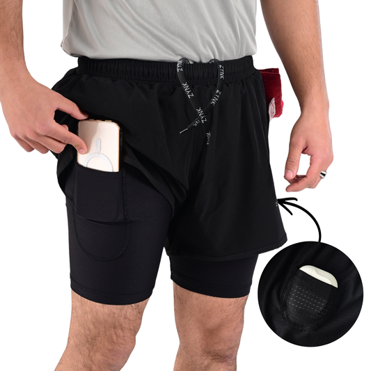 ZYNK® Men’s 2-in-1 Running Shorts with Compression Liner & Pockets