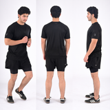 Men’s 2-in-1 Running Shorts with Compression Liner & Pockets - Black - Black