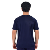 ZYNK® Men's Breathable Quick-Dry Gym T-Shirt with Reflective Sleeves - Plain Navy