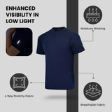 ZYNK® Men’s Quick-Dry Gym T-Shirt with Reflective Detail (XXL–4XL) (Plain Navy)
