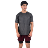 ZYNK® Men's Breathable Quick-Dry Gym T-Shirt with Reflective Sleeves - Melange Black
