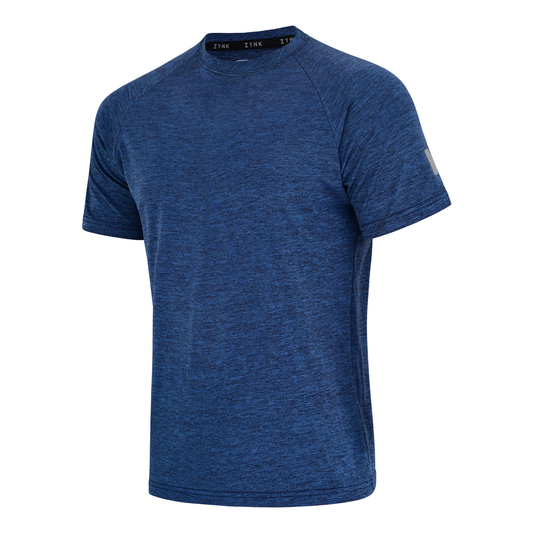 ZYNK® Men's Breathable Quick-Dry Gym T-Shirt with Reflective Sleeves - Melange Navy
