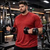 ZYNK® Men’s Quick-Dry Gym T-Shirt with Reflective Detail (XXL–4XL) (Melange Maroon)