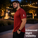ZYNK® Men’s Quick-Dry Gym T-Shirt with Reflective Detail (XXL–4XL) (Melange Maroon)