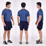 ZYNK® Men’s 2-in-1 Running Shorts (2-Pack) with Compression Liner & Pockets (Black - Navy (Black)