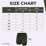 Men’s 2-in-1 Running Shorts with Compression Liner & Pockets - Black - Olive