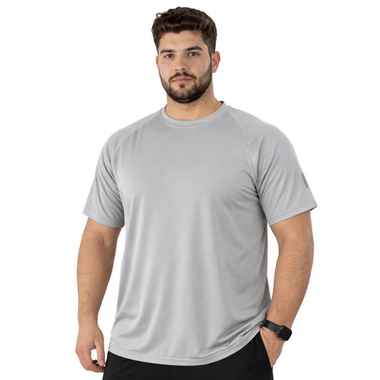 ZYNK® Men’s Quick-Dry Gym T-Shirt with Reflective Detail (XXL–4XL) (Plain Grey)