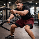 Men’s 2-in-1 Running Shorts with Compression Liner & Pockets - Black - Wine