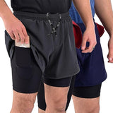 ZYNK® Men’s 2-in-1 Running Shorts (2-Pack) with Compression Liner & Pockets    (Black (Black)