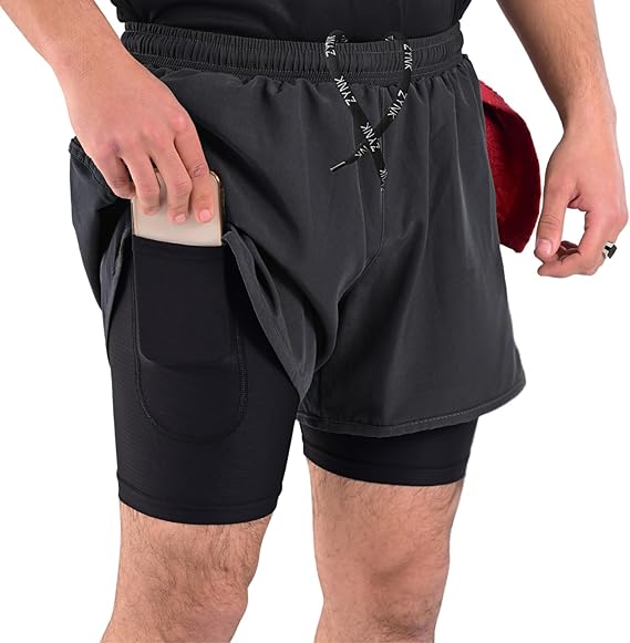 ZYNK® Men’s 2-in-1 Running Shorts with Compression Liner & Pockets