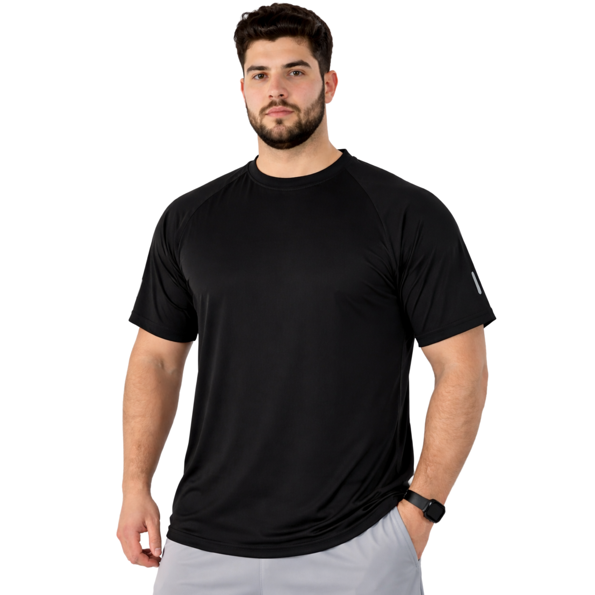 ZYNK® Men’s Quick-Dry Gym T-Shirt with Reflective Detail (XXL–4XL)      (Melange Navy)
