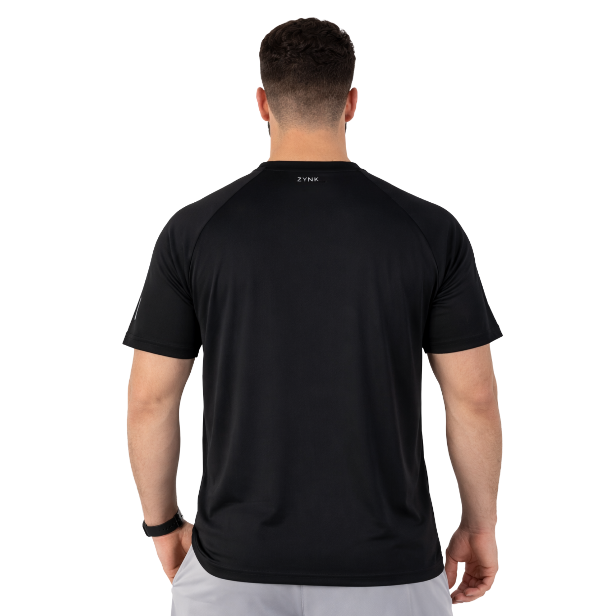 ZYNK® Men’s Quick-Dry Gym T-Shirt with Reflective Detail (XXL–4XL)      (Plain Black)