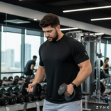 ZYNK® Men’s Quick-Dry Gym T-Shirt with Reflective Detail (XXL–4XL)      (Plain Black)
