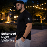 ZYNK® Men’s Quick-Dry Gym T-Shirt with Reflective Detail (XXL–4XL)      (Plain Black)