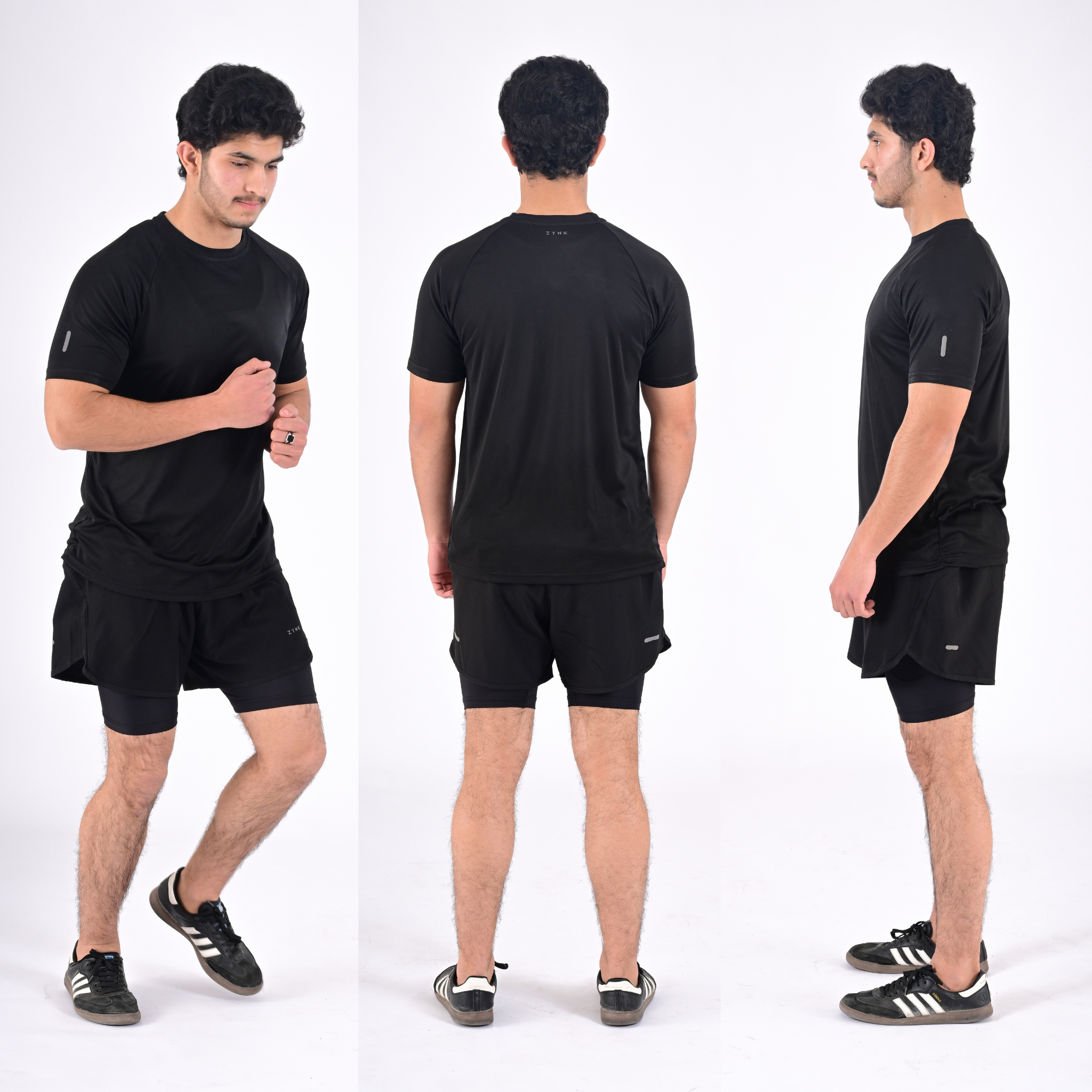 Men’s 2-in-1 Running Shorts with Compression Liner & Pockets - Black - Black