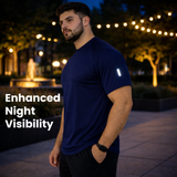 ZYNK® Men’s Quick-Dry Gym T-Shirt with Reflective Detail (XXL–4XL)      (Plain Navy)