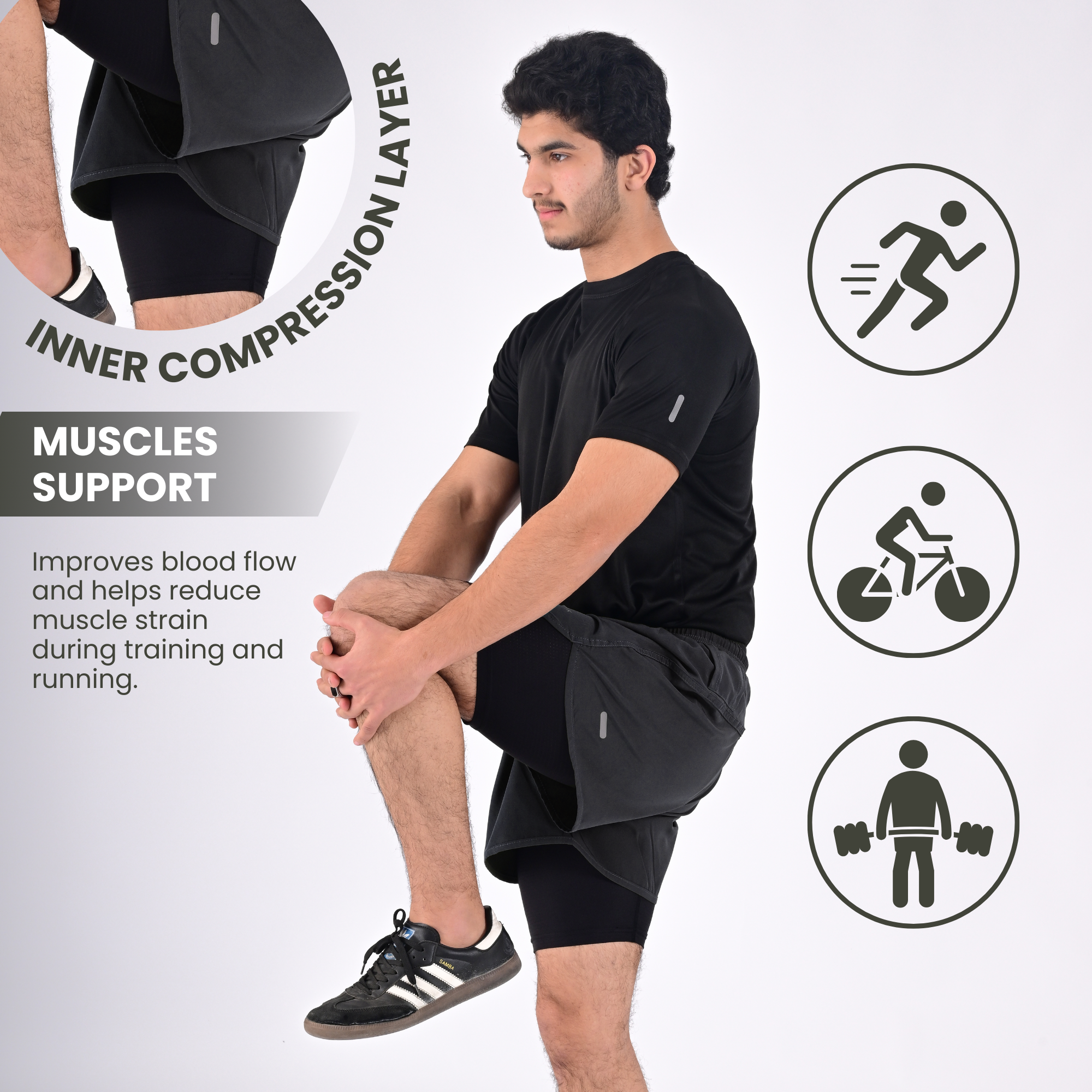 ZYNK® Men’s 2-in-1 Running Shorts with Compression Liner & Pockets