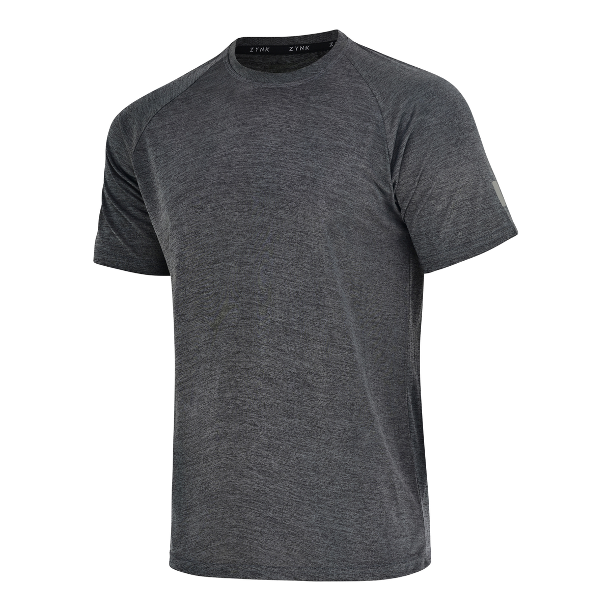 ZYNK® Men's Breathable Quick-Dry Gym T-Shirt with Reflective Sleeves - Melange Black