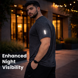 ZYNK® Men’s Quick-Dry Gym T-Shirt with Reflective Detail (XXL–4XL)      (Melange Black)