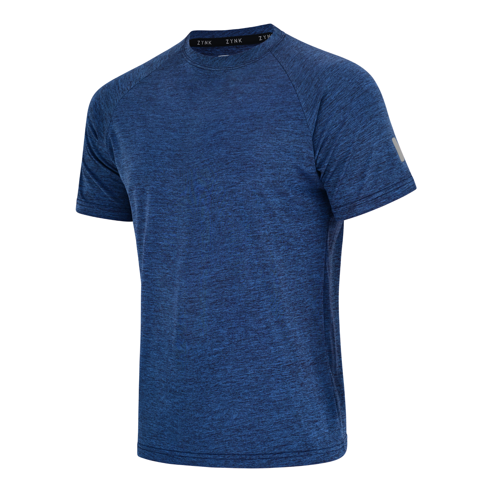 ZYNK® Men's Breathable Quick-Dry Gym T-Shirt with Reflective Sleeves - Melange Black