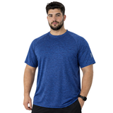 ZYNK® Men’s Quick-Dry Gym T-Shirt with Reflective Detail (XXL–4XL)      (Melange Navy)