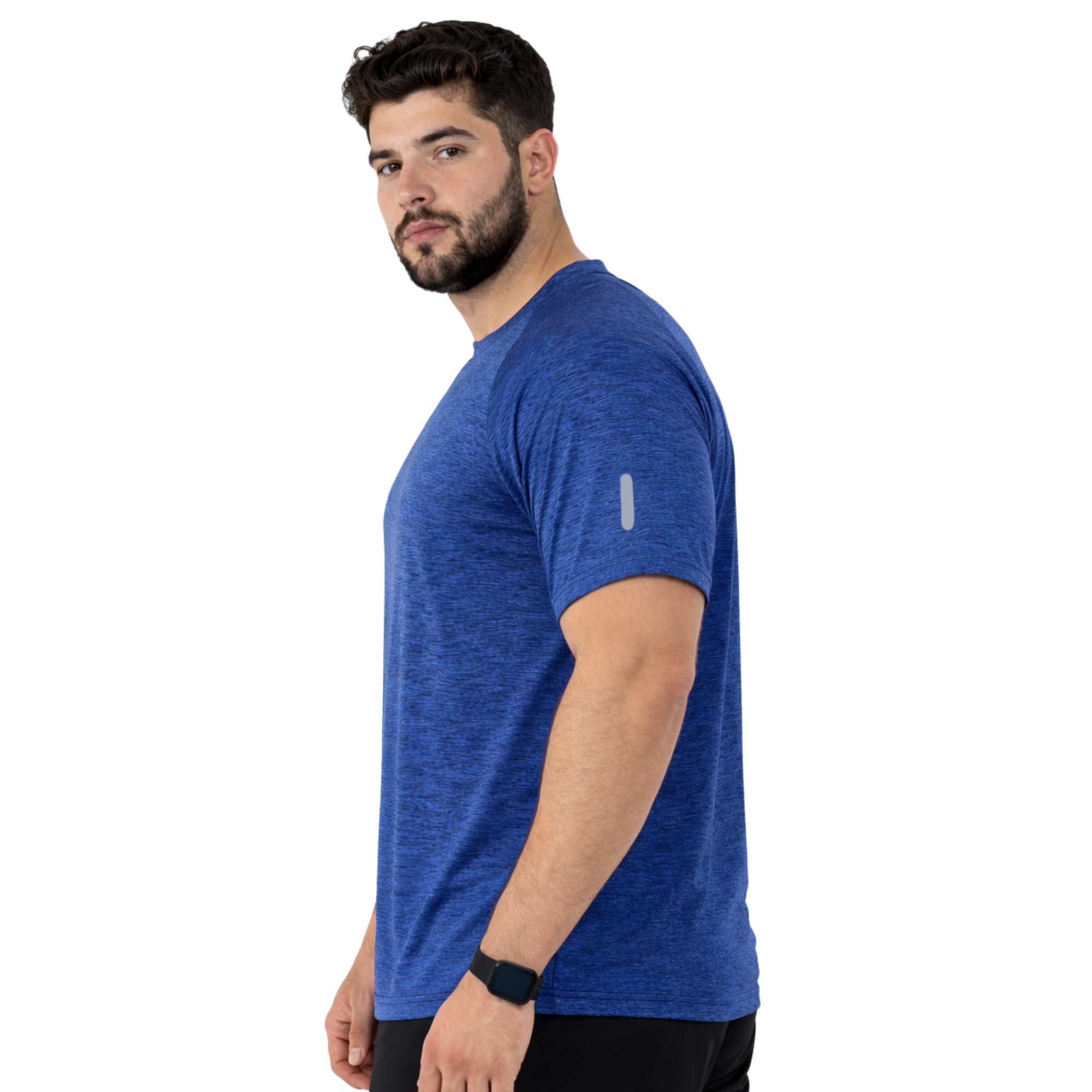 ZYNK® Men’s Quick-Dry Gym T-Shirt with Reflective Detail (XXL–4XL)      (Melange Navy)
