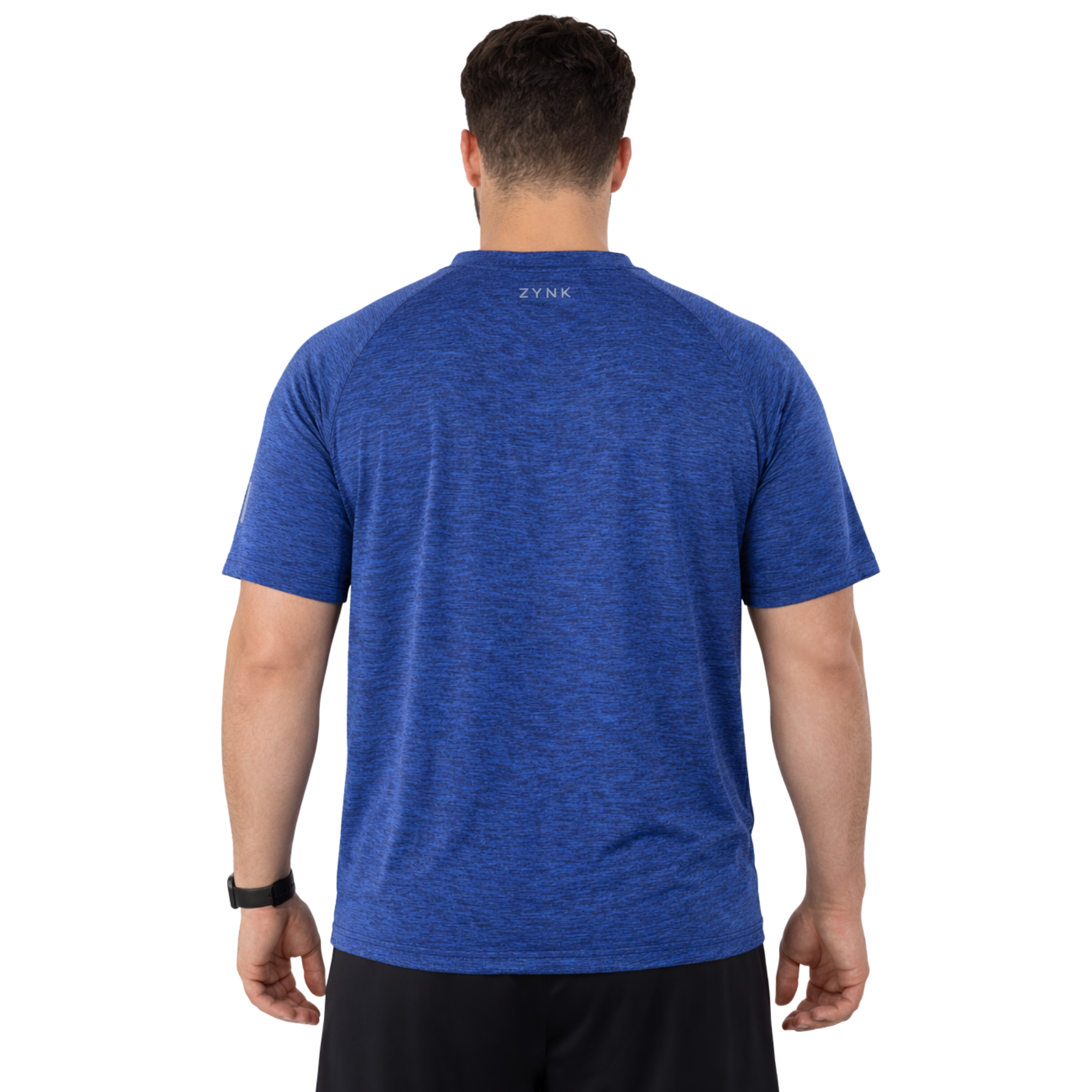 ZYNK® Men’s Quick-Dry Gym T-Shirt with Reflective Detail (XXL–4XL)      (Melange Navy)