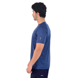 ZYNK® Men's Breathable Quick-Dry Gym T-Shirt with Reflective Sleeves - Melange Navy