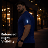 ZYNK® Men’s Quick-Dry Gym T-Shirt with Reflective Detail (XXL–4XL)      (Melange Navy)