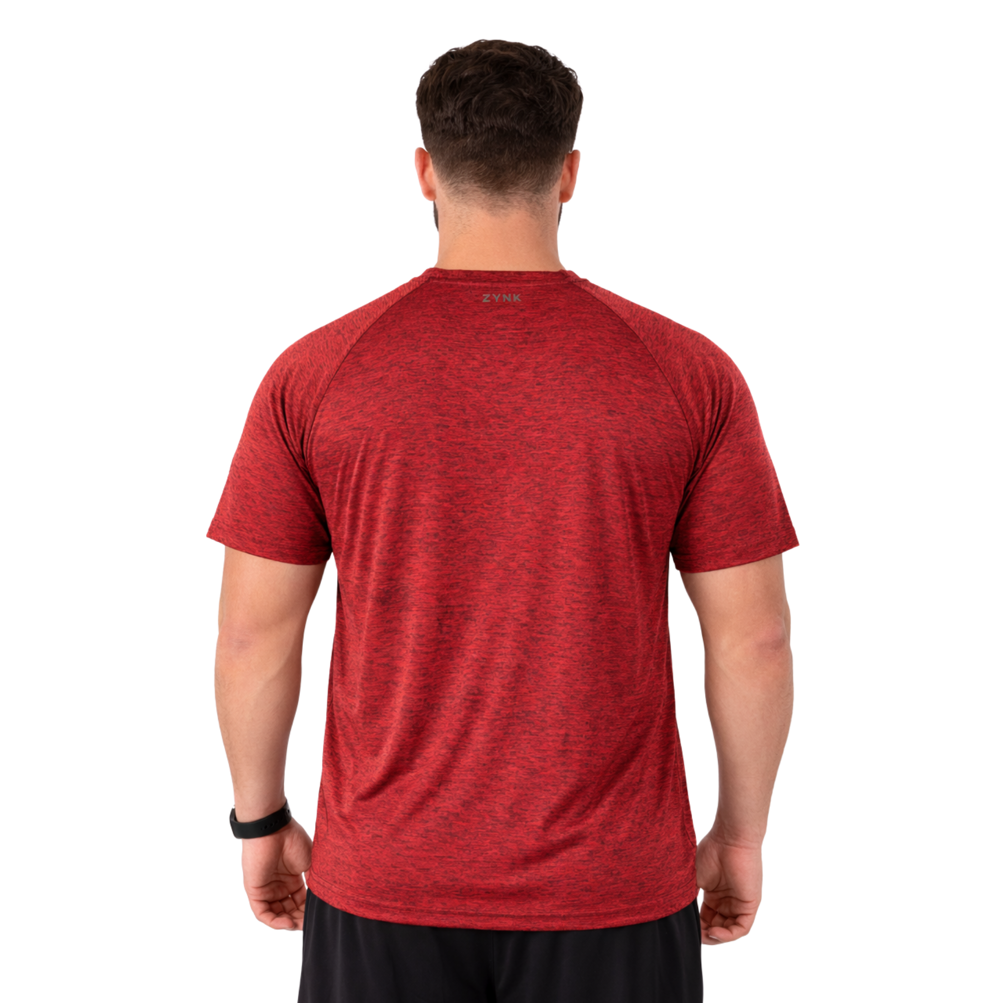 ZYNK® Men’s Quick-Dry Gym T-Shirt with Reflective Detail (XXL–4XL)      (Melange Maroon)