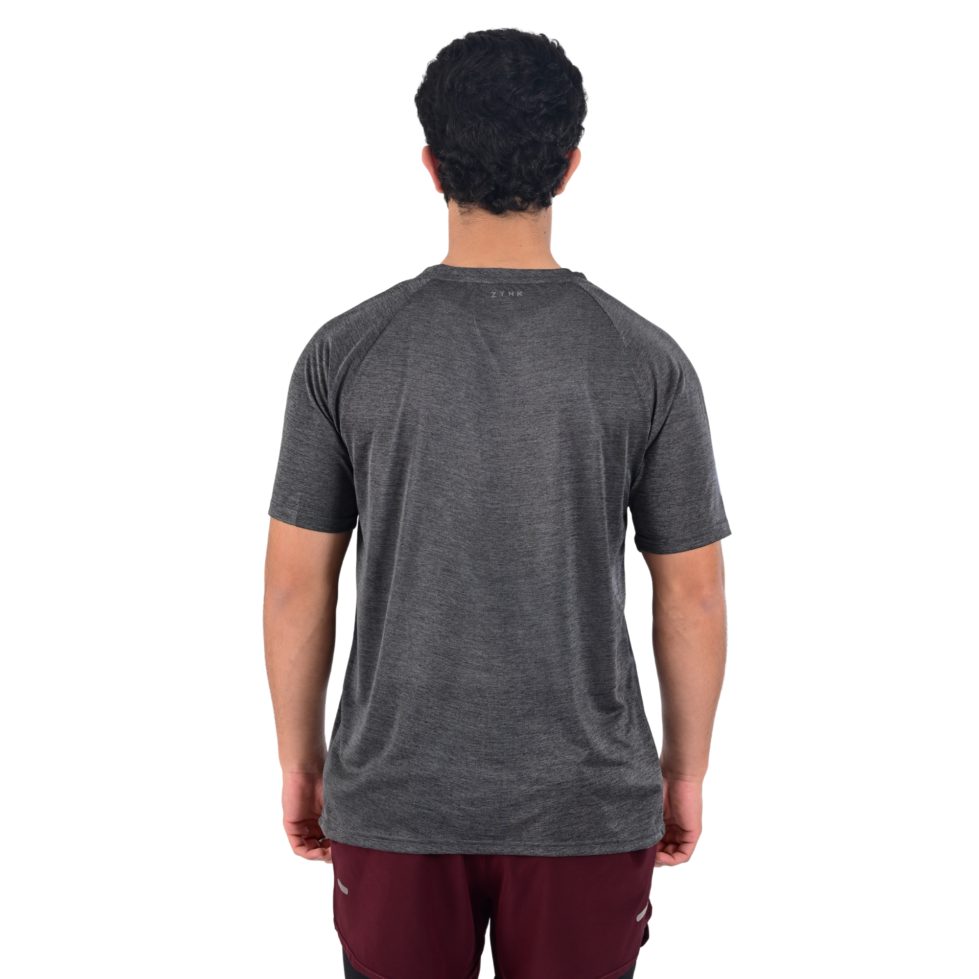 ZYNK® Men's Breathable Quick-Dry Gym T-Shirt with Reflective Sleeves - Melange Black