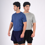 ZYNK® Men’s 2-in-1 Running Shorts (2-Pack) with Compression Liner & Pockets    (Black - Navy (Black)
