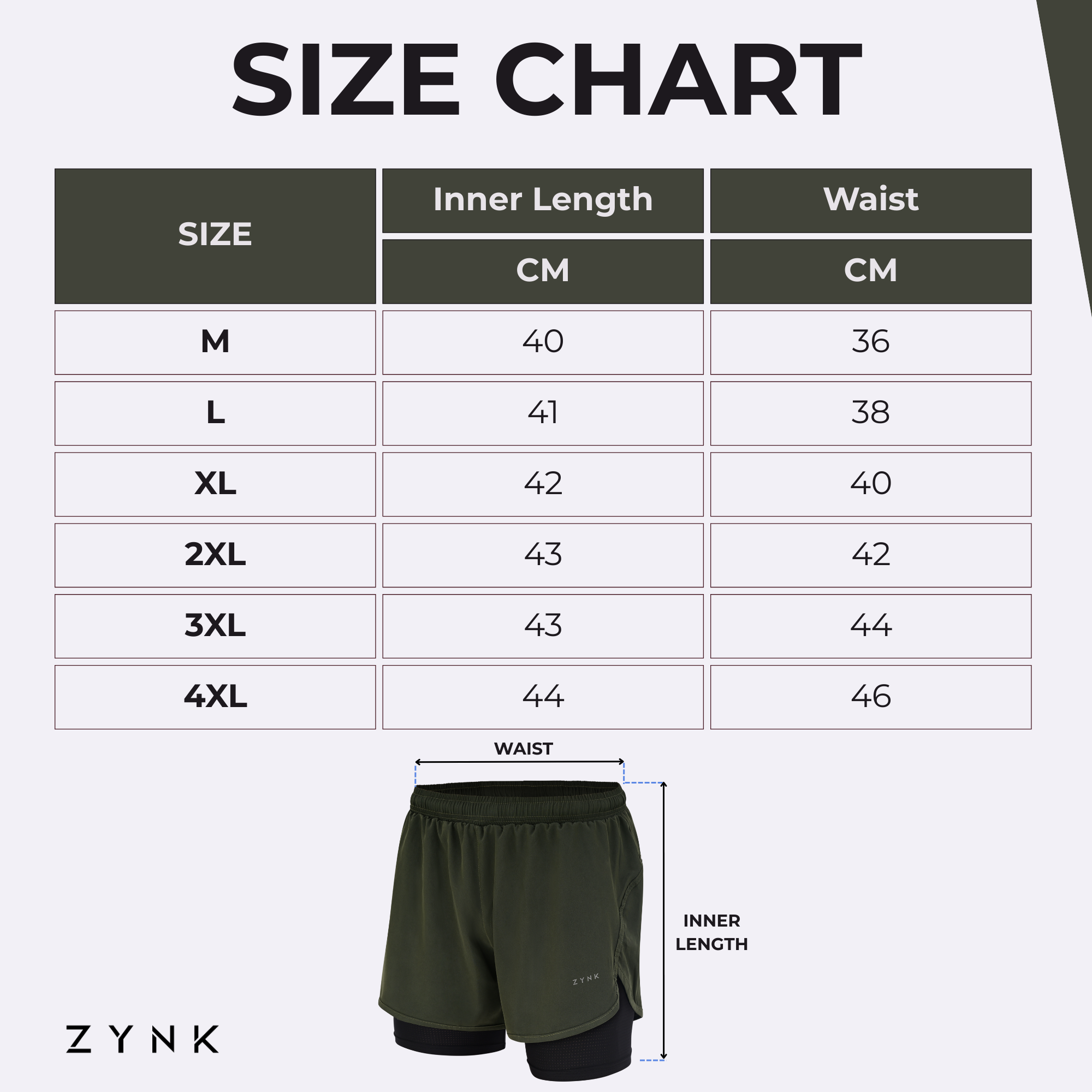 Men’s 2-in-1 Running Shorts with Compression Liner & Pockets -  Black - Olive