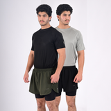 ZYNK® Men’s 2-in-1 Running Shorts (2-Pack) with Compression Liner & Pockets    (Black - Olive (Black)