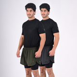 ZYNK® Men’s 2-in-1 Running Shorts (2-Pack) with Compression Liner & Pockets    (Grey - Olive (Black)