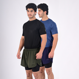 ZYNK® Men’s 2-in-1 Running Shorts (2-Pack) with Compression Liner & Pockets    (Navy - Olive (Black)