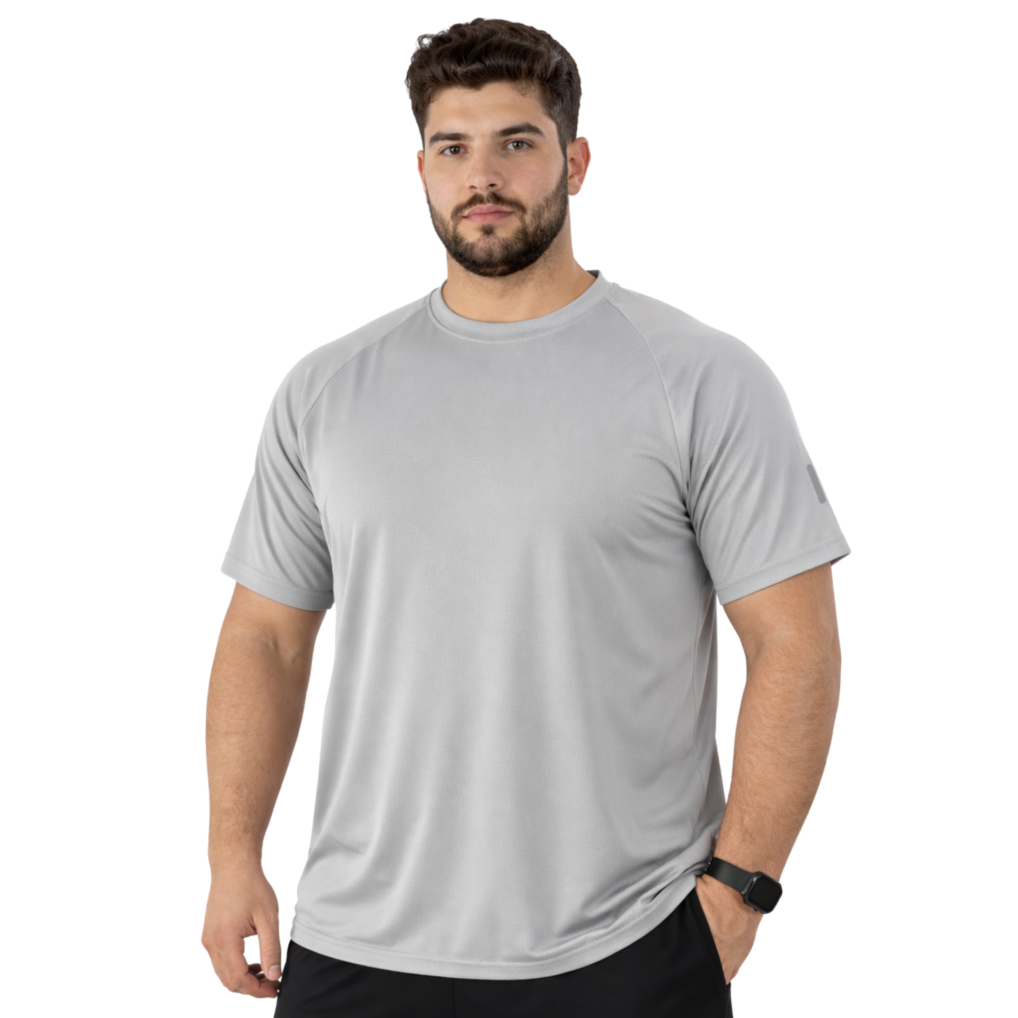 ZYNK® Men’s Quick-Dry Gym T-Shirt with Reflective Detail (XXL–4XL)      (Melange Navy)