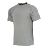 Men's Breathable Quick-Dry Gym T-Shirt with Reflective Sleeves - Plain Gray