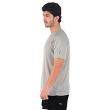Men's Breathable Quick-Dry Gym T-Shirt with Reflective Sleeves - Plain Gray