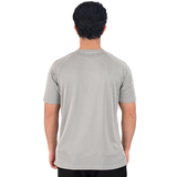 Men's Breathable Quick-Dry Gym T-Shirt with Reflective Sleeves - Plain Gray