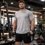 ZYNK® Men’s Quick-Dry Gym T-Shirt with Reflective Detail (XXL–4XL)      (Plain Grey)