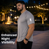 ZYNK® Men’s Quick-Dry Gym T-Shirt with Reflective Detail (XXL–4XL)      (Plain Grey)