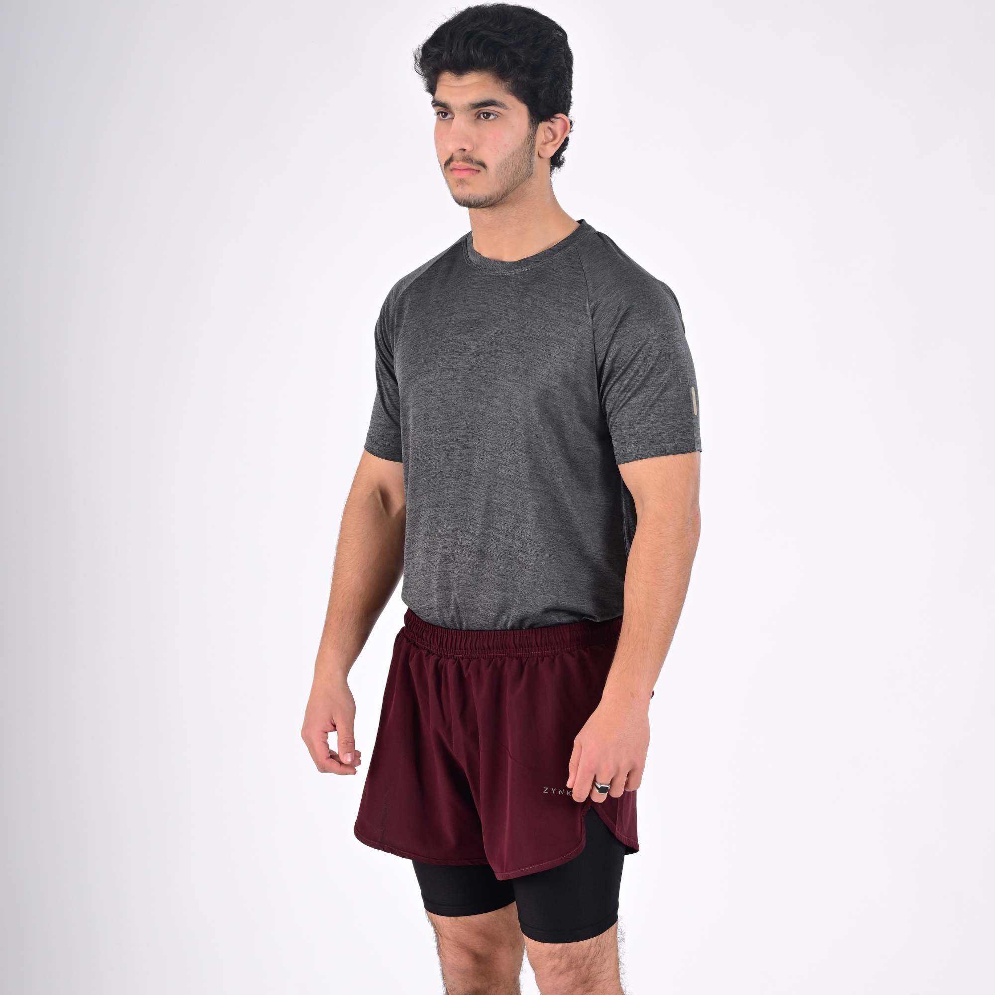 ZYNK® Men’s 2-in-1 Running Shorts (2-Pack) with Compression Liner & Pockets    (Wine (Black)