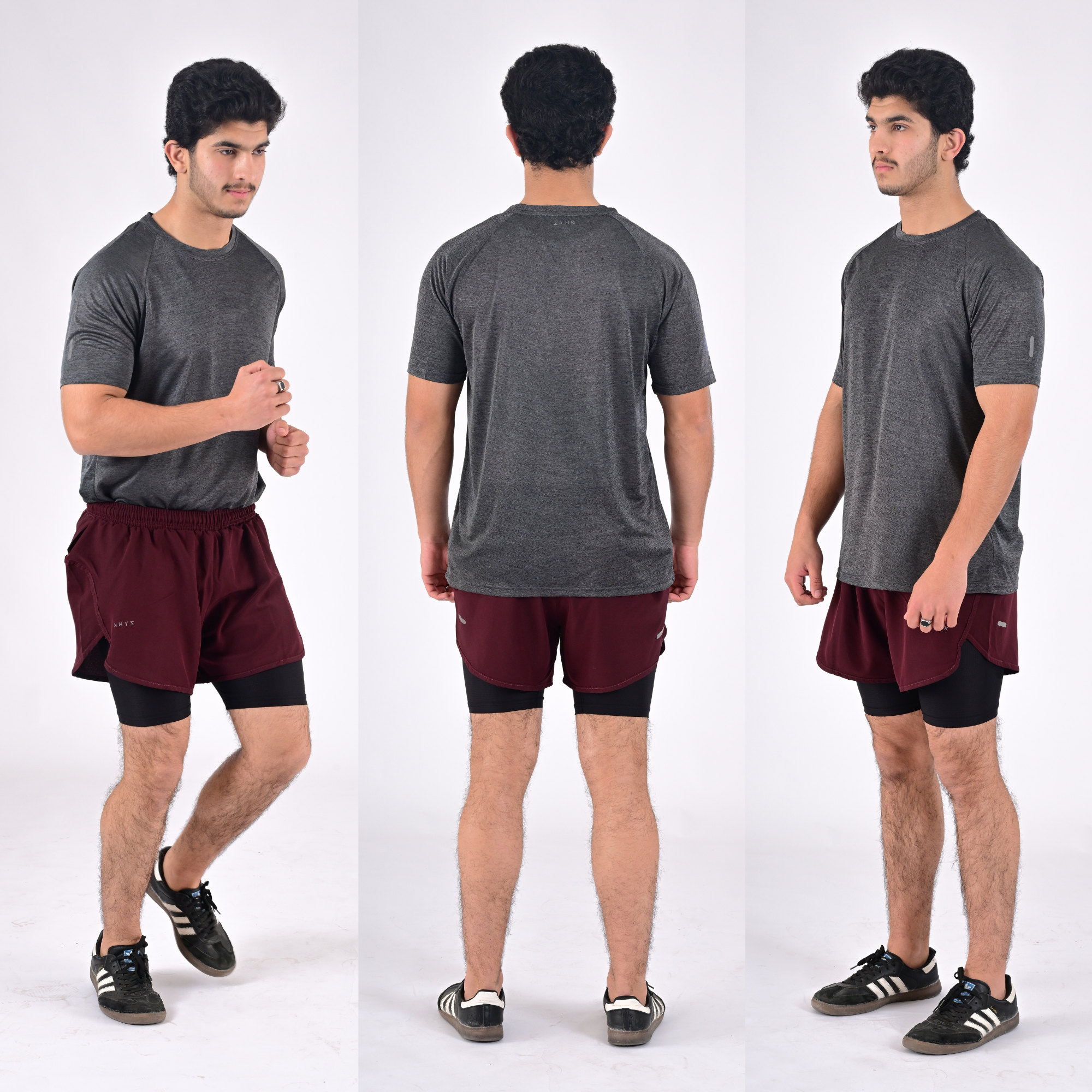 Men’s 2-in-1 Running Shorts with Compression Liner & Pockets - Black - Wine