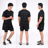 ZYNK® Men’s 2-in-1 Running Shorts (2-Pack) with Compression Liner & Pockets    (Black (Black)