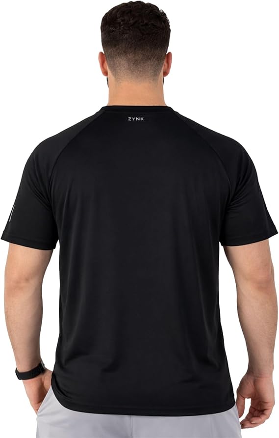 Zynk®Pack of 3 Plus Size Running T Shirts for Men UK, Lightweight Quick Dry Workout Gym Mens Shirts, Moisture Wicking Short Sleeve Tops for Gym Men with Reflective Tape, Pullover Mens T shirt, XXL-4XL
